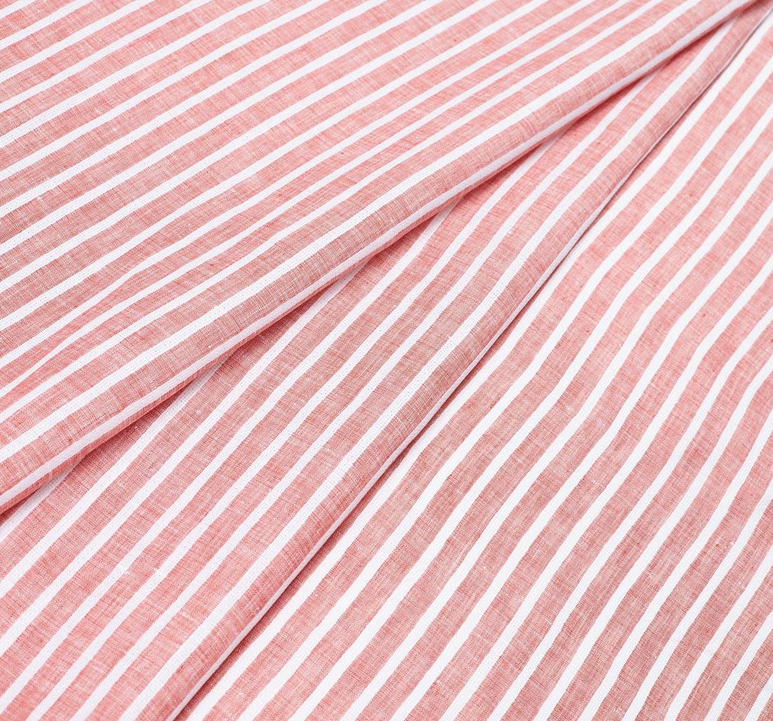 Лён в красно-белую полоску с эффектом «делаве» от Cotonificio Albini в наличии