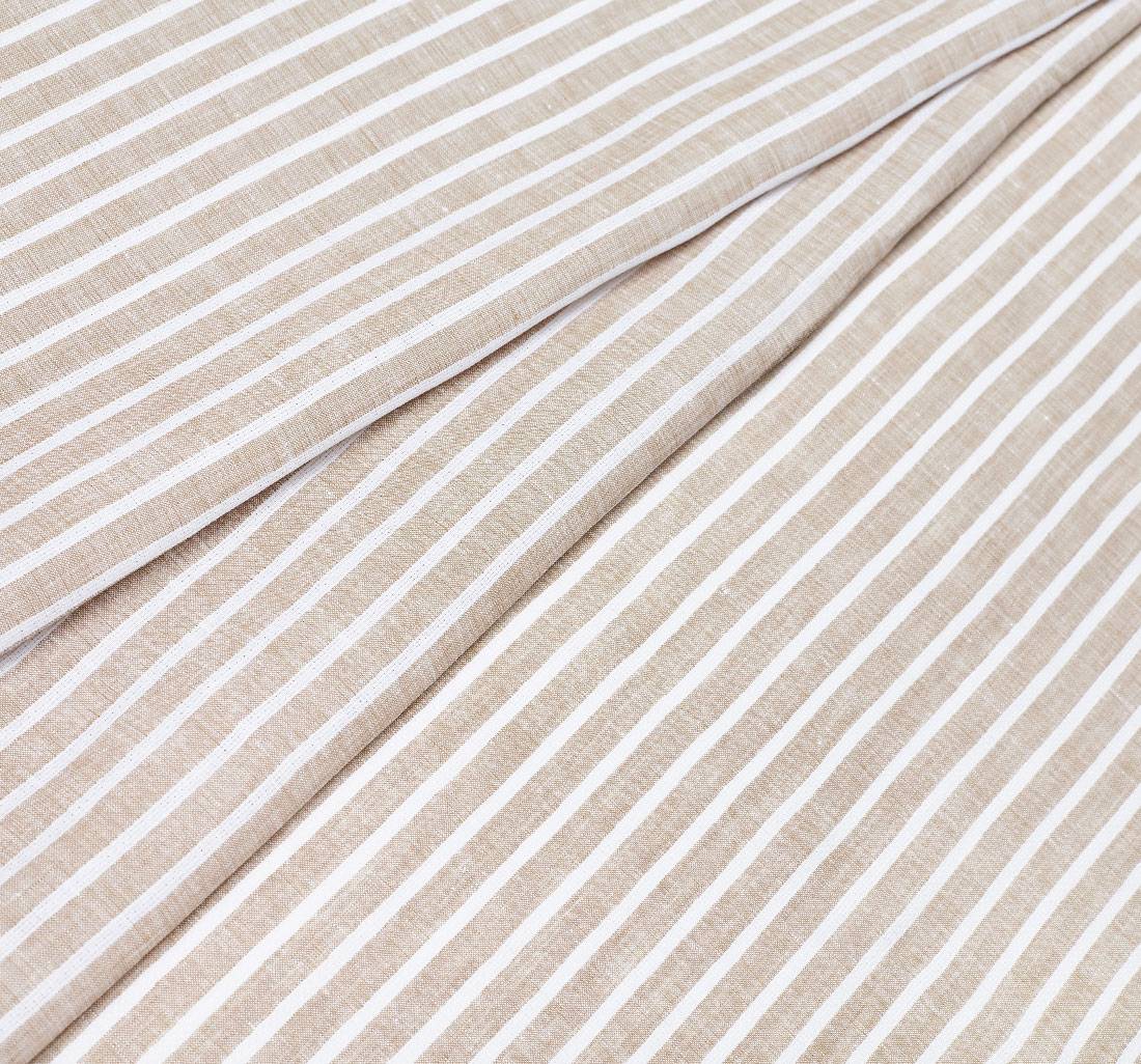 Лён в бело-бежевую полоску с эффектом «делаве» от Cotonificio Albini в наличии