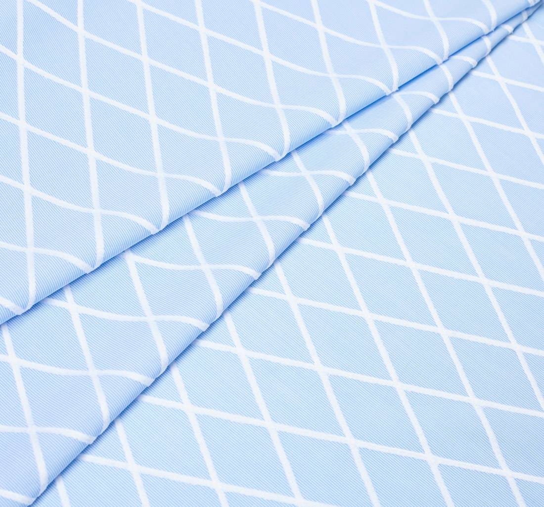 Ткань "филькупе". Хлопок 100%. Бело-голубая полоска, ромбы в наличии