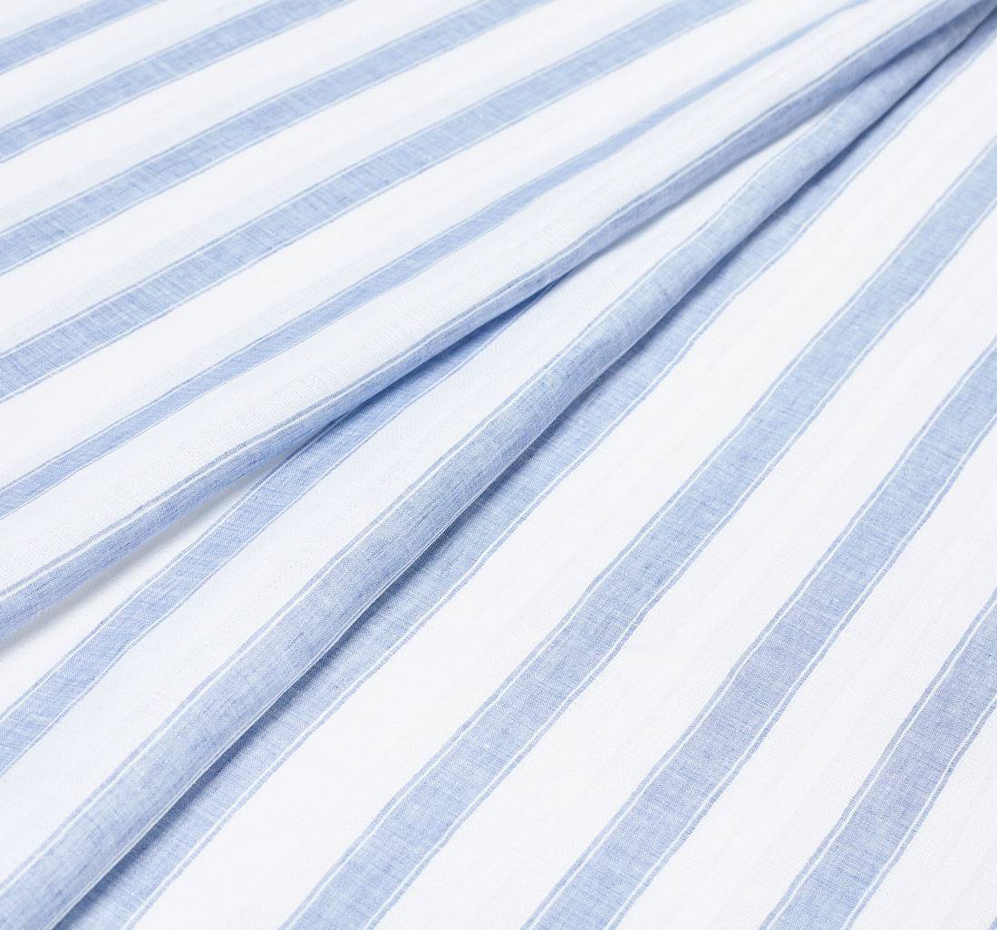 Лён в широкую бело-голубую полоску от Cotonificio Albini в наличии