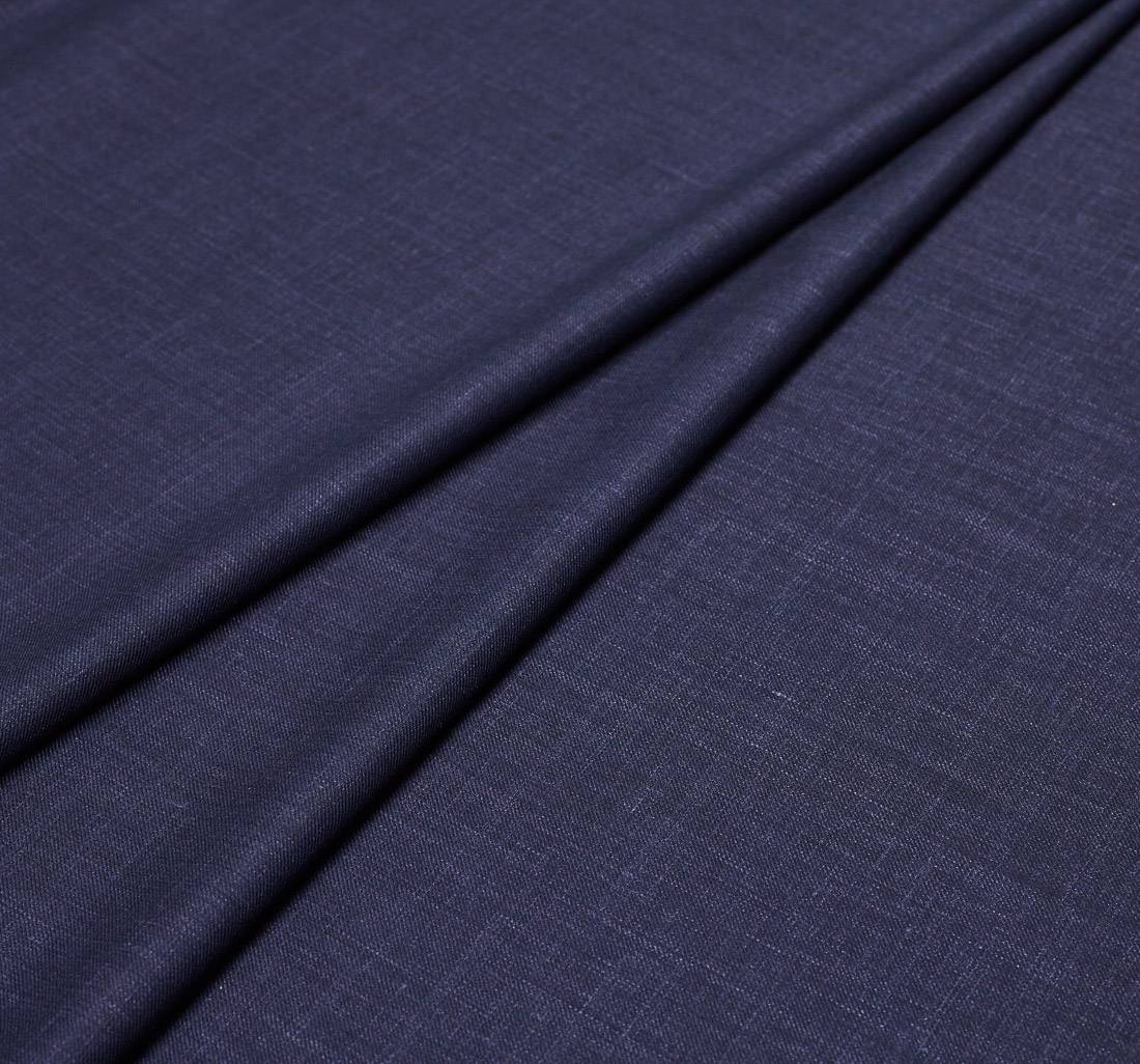 Ткань костюмная из шерсти и льна. Коллекция "Naturals" от Dormeuil. Цвет темно-синий с эффектом "делаве" в наличии
